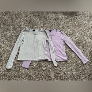 2 Girls' Art Class Cozy Long Sleeve Henley Sweater T-Shirts Tops, Large (10-12)